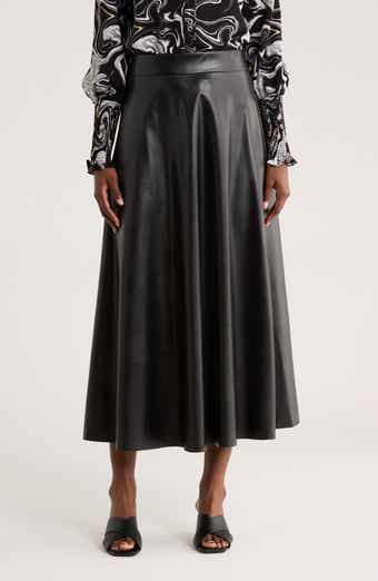 PATRIZIA LUCA Faux Leather Midi Skirt