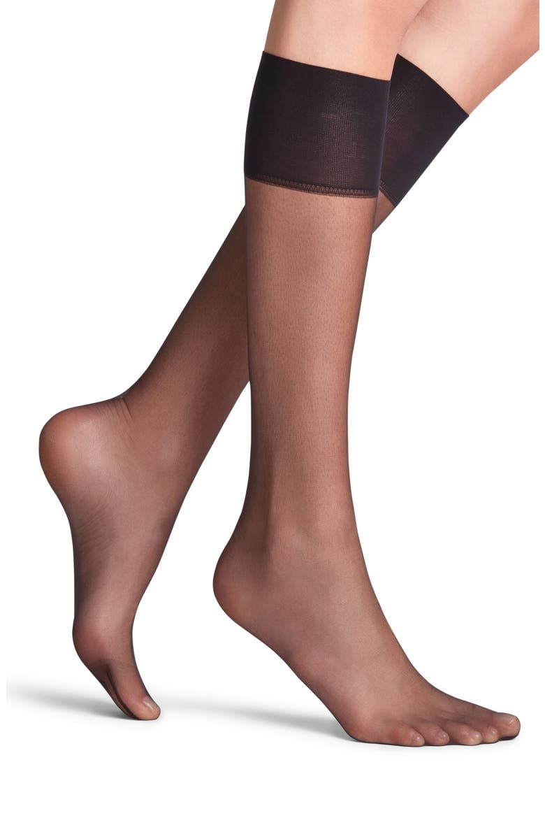 'Shelina 12 Denier' Ultra Sheer Knee Highs, Main, color, BLACK