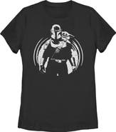 Star Wars: The Mandalorian and Grogu Women's Star Wars The Mandalorian and Grogu Black and White Sketch Graphic T-Shirt