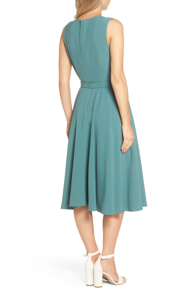 Kaye Belted Fit & Flare Dress, Alternate, color, GREEN
