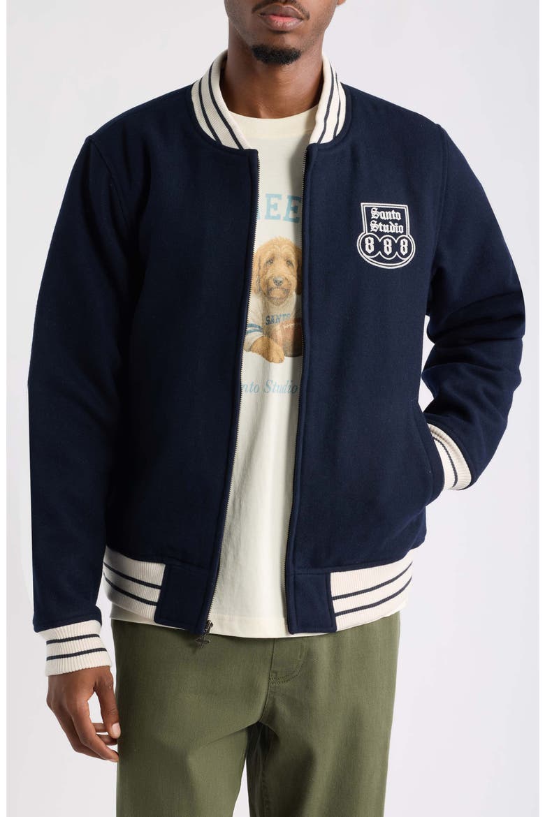 Parley Varsity Jacket, Main, color, NAVY