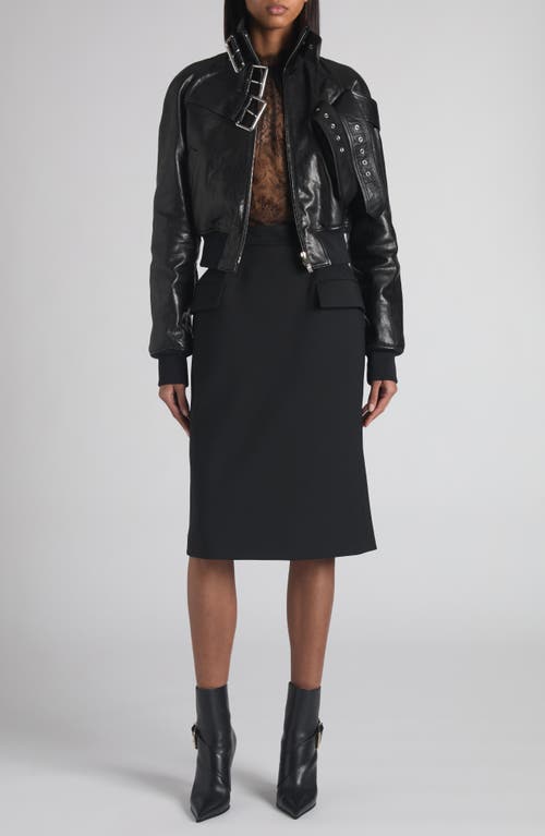 Alexander Mcqueen Mcqueen Dart Wool Stretch Gabardine Midi Skirt In Black