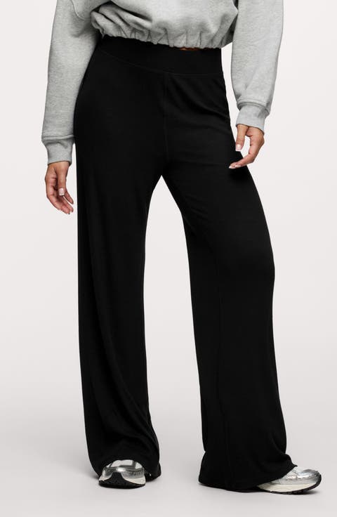 Slinky High Waist Wide Leg Rib Pants