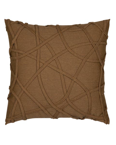 Illusion Handmade dimensional applique Indoor & Outdoor Woven Accent Pillow