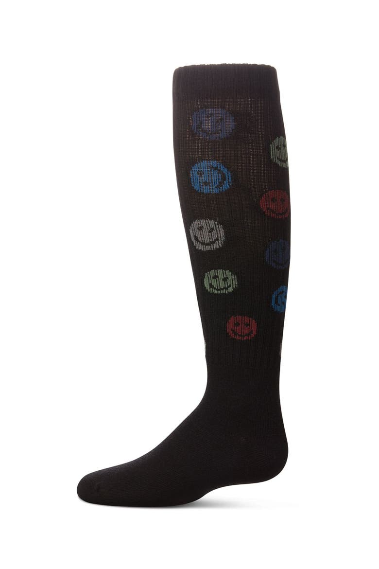 All Over Smile Knee High Socks, Main, color, Black