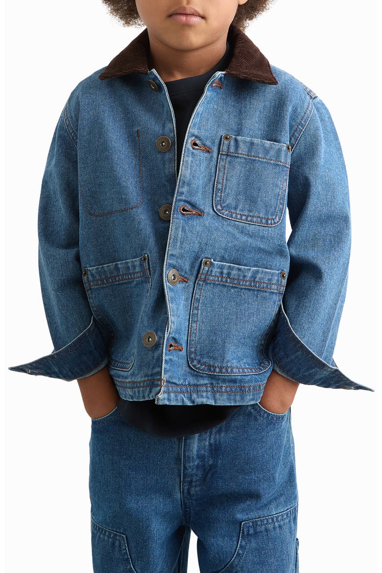 Kids' Herman Cotton Denim Chore Coat, Alternate, color, MID BLUE