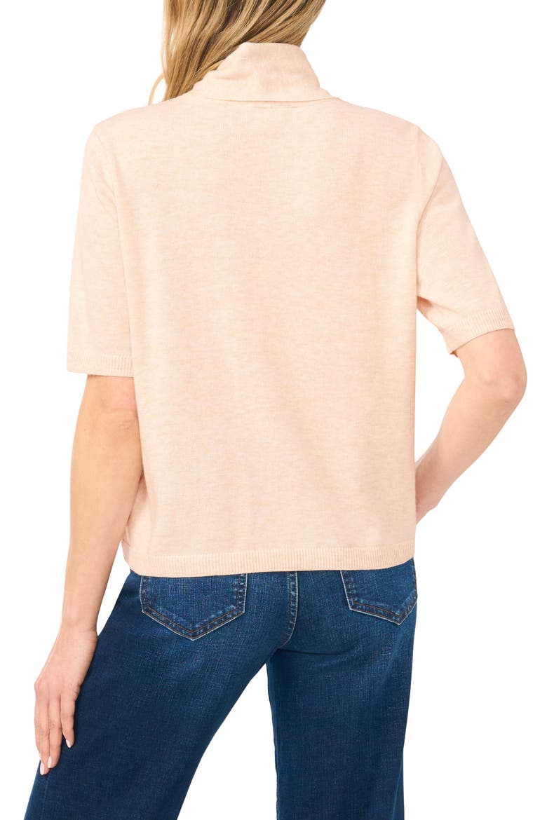 Tie Neck Short Sleeve Sweater, Alternate, color, FRENCH TAUPE