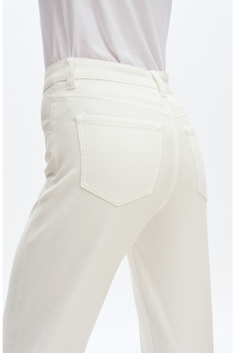 Frayed Exposed Button Mid Rise Wide Leg Jeans, Alternate, color, WHITE