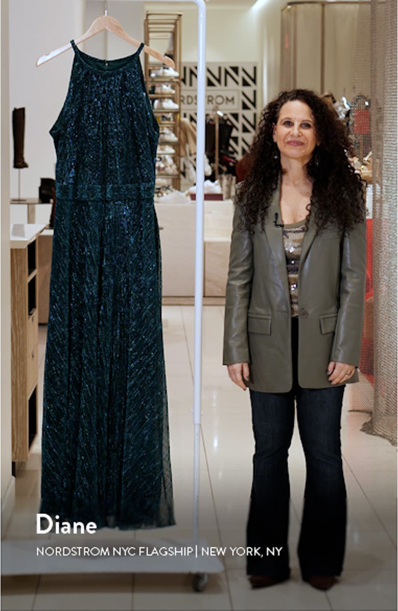 Metallic Crinkle A-Line Gown, sales video thumbnail