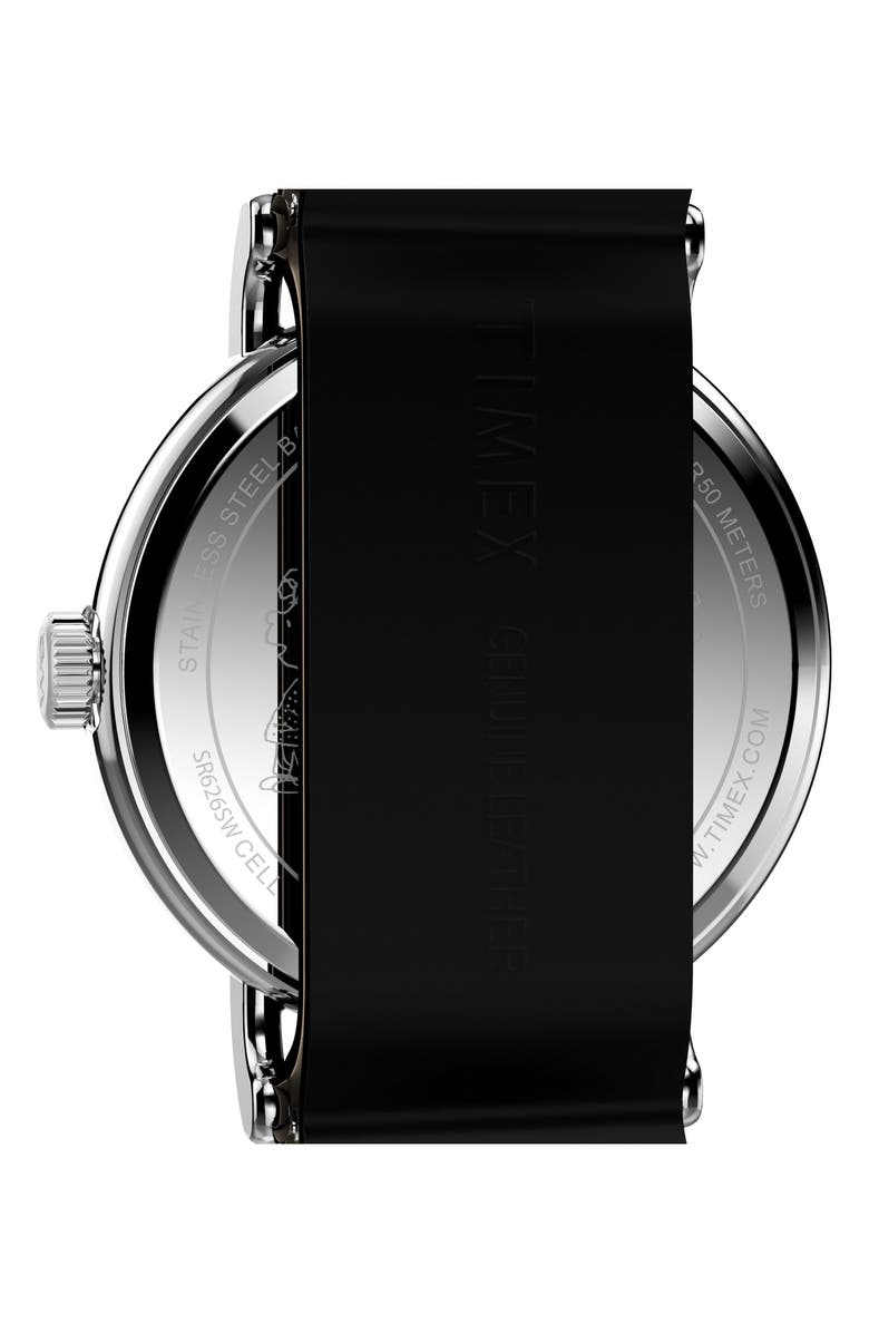 Timex<sup>®</sup> Peanuts<sup>®</sup> x Timex Weekender Snoopy 40mm Leather Strap Watch, Alternate, color, White/ Silver-Tone