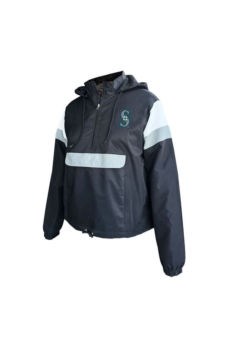 PROFILE Women's Profile Black Seattle Mariners Plus Size Anorak Hoodie Quarter-Zip Pullover, Alternate, color, 