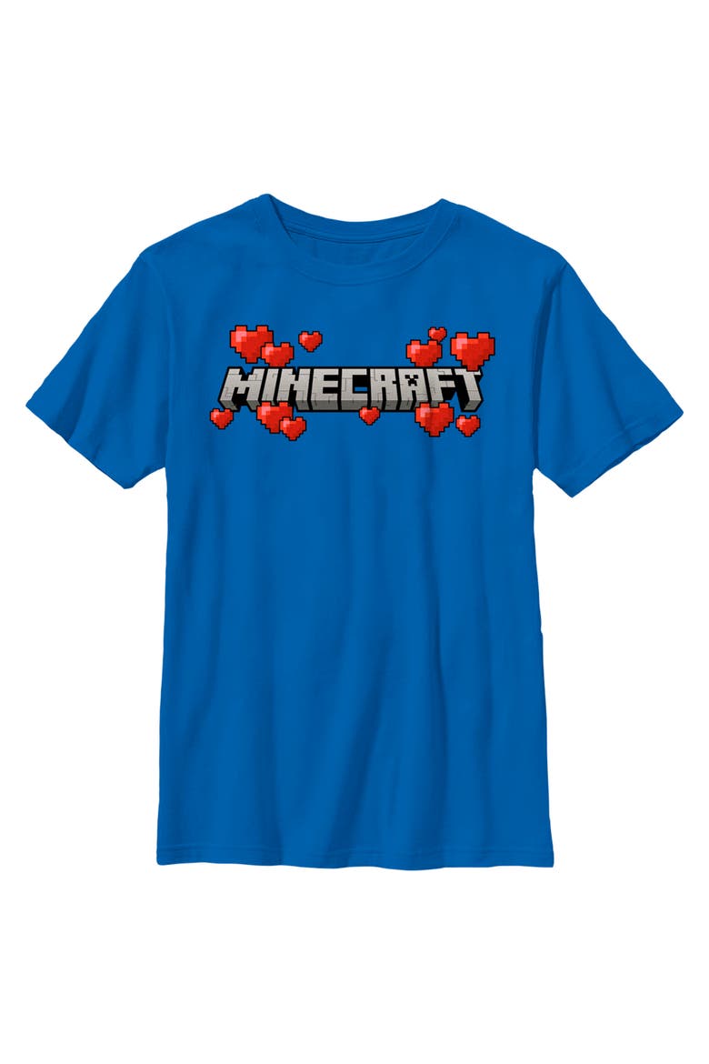 Boy's Minecraft Valentine's Day Hearts Logo  Graphic T-Shirt, Main, color, Royal Blue