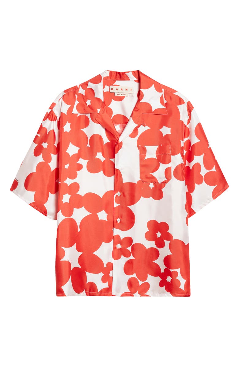 Marni Dillies Print Silk Bowling Shirt, Alternate, color,