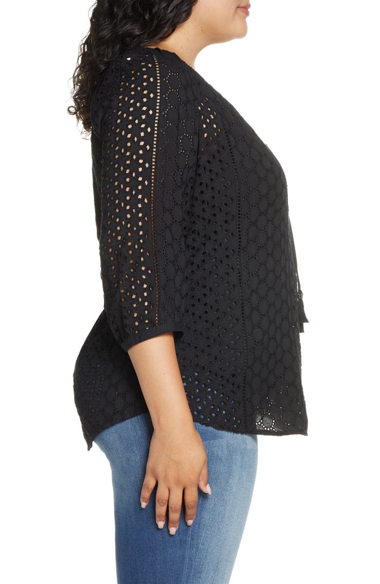 DR2 by Daniel Rainn Daniel Rainn Eyelet Tie Neck Blouse, Alternate, color, 