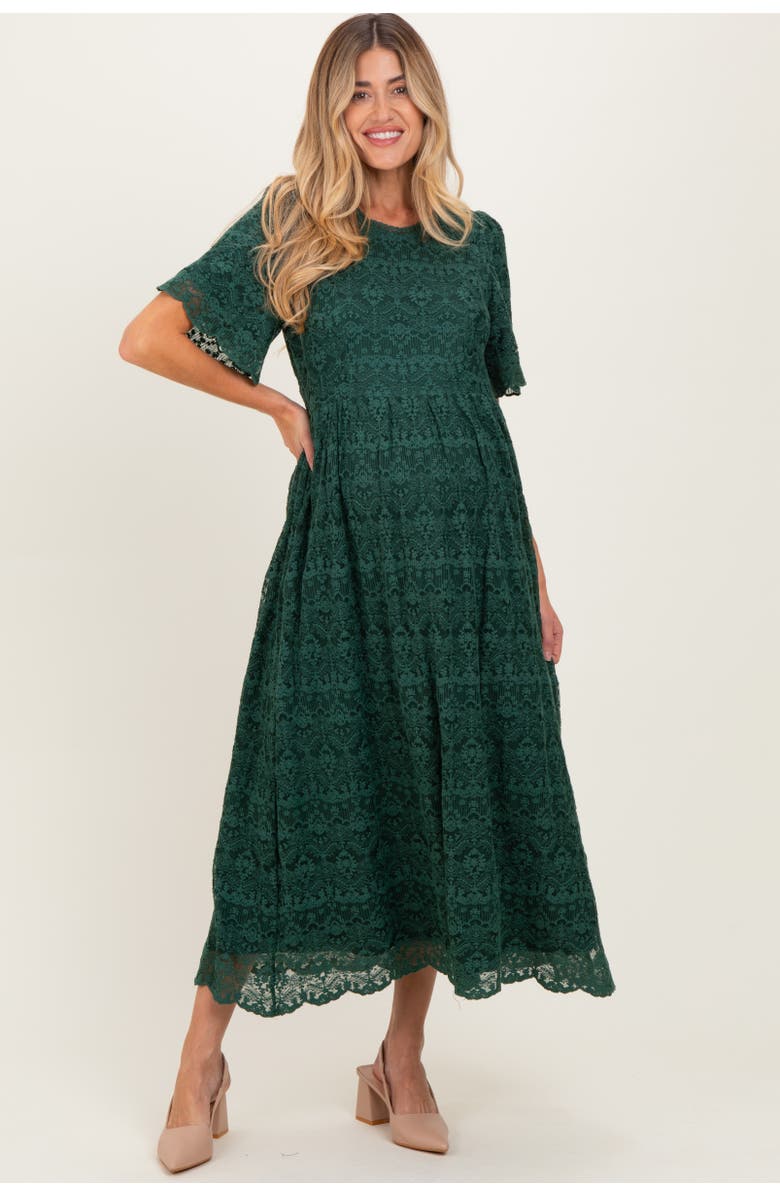 PinkBlush Floral Lace Midi Dress, Alternate, color, Forest Green
