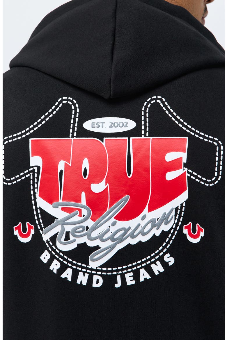 Logo Full Zip Hoodie, Alternate, color, JET BLACK