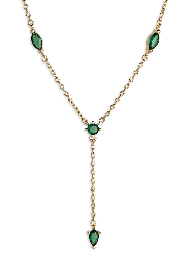 Cubic Zirconia Station Y-Necklace, Alternate, color, GREEN- GOLD