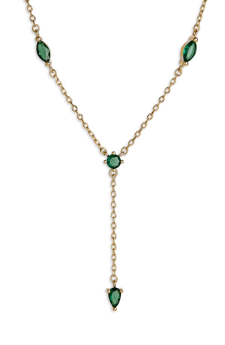 NORDSTROM RACK Cubic Zirconia Station Y-Necklace, Alternate, color, Green- Gold