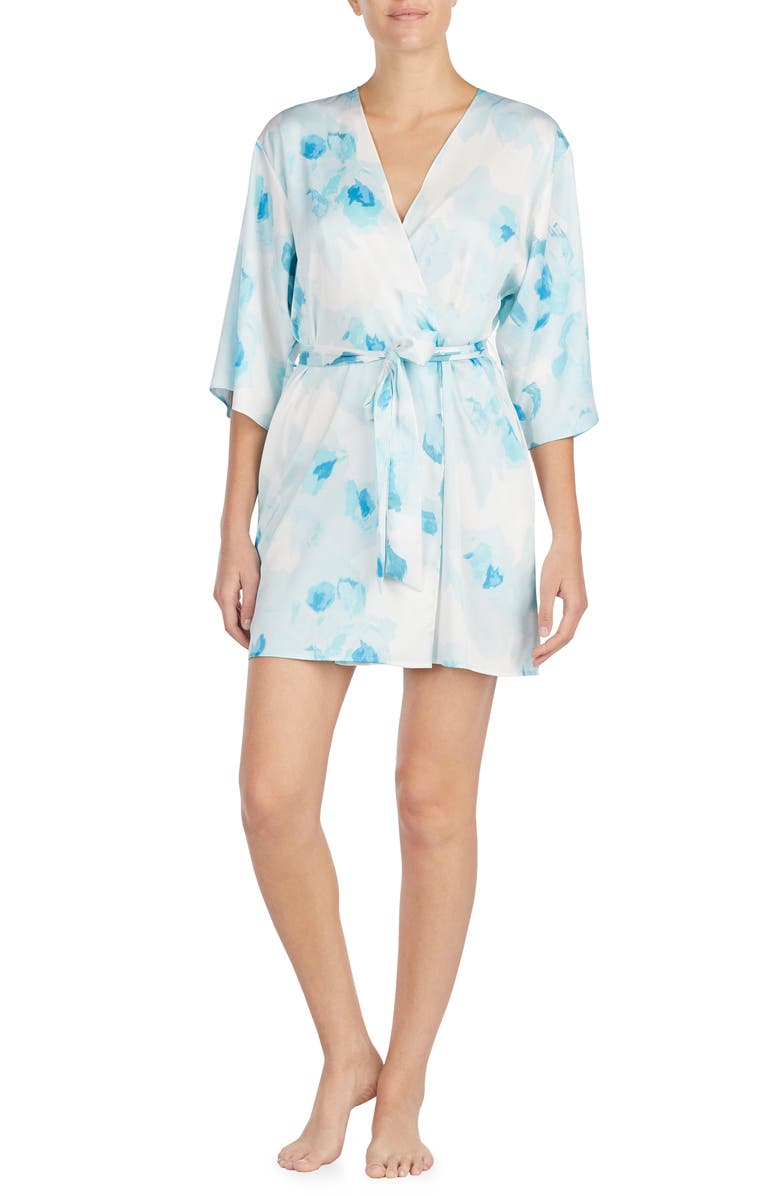 Kate Spade New York print charmeuse short robe, Main, color,