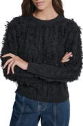 DKNY Jeans Fringed Cotton Blend Sweater
