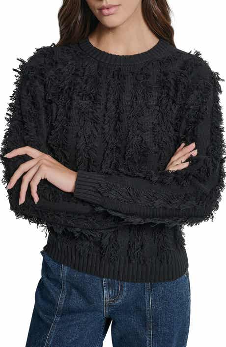 Fringed Cotton Blend Sweater