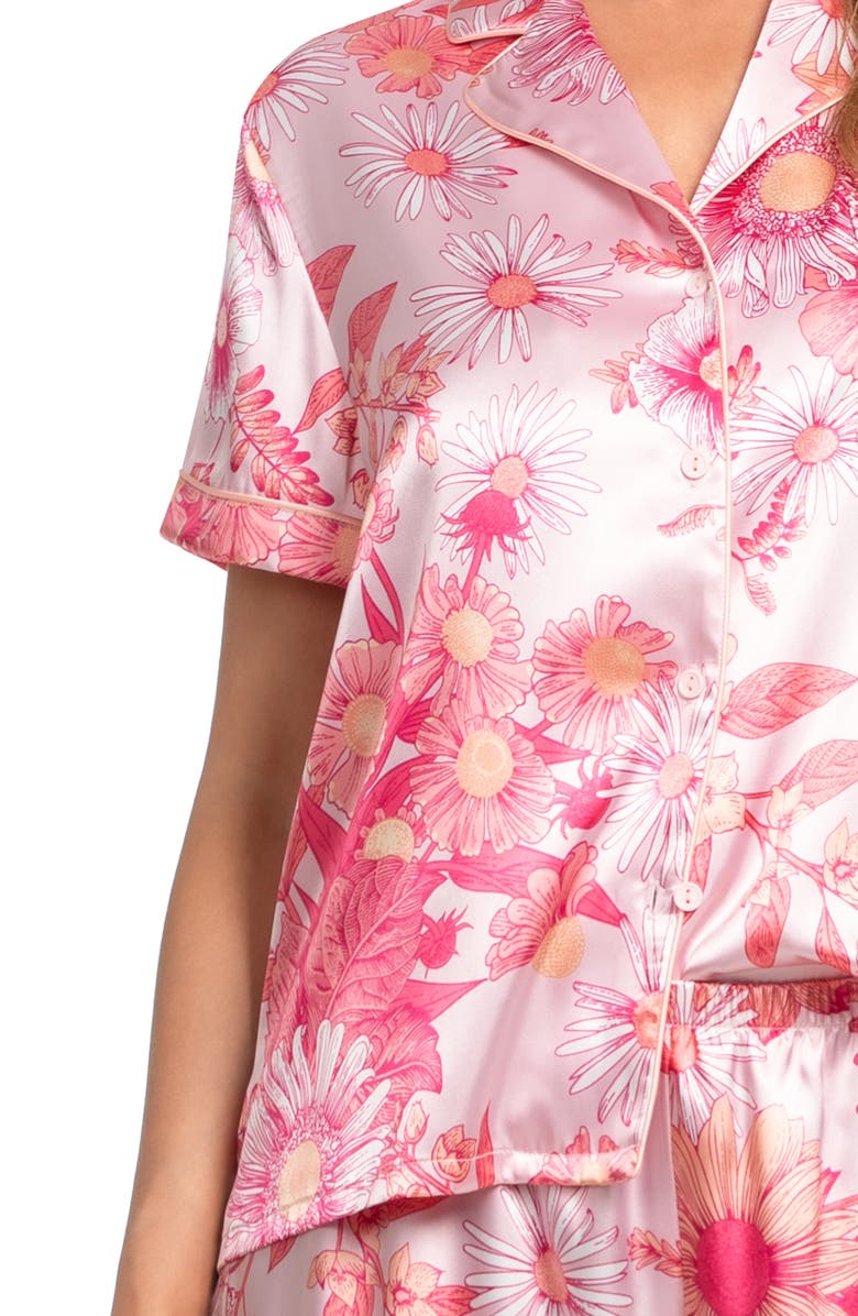 In Bloom by Jonquil Stefani Satin Short Pajamas, Alternate, color, Pink Print