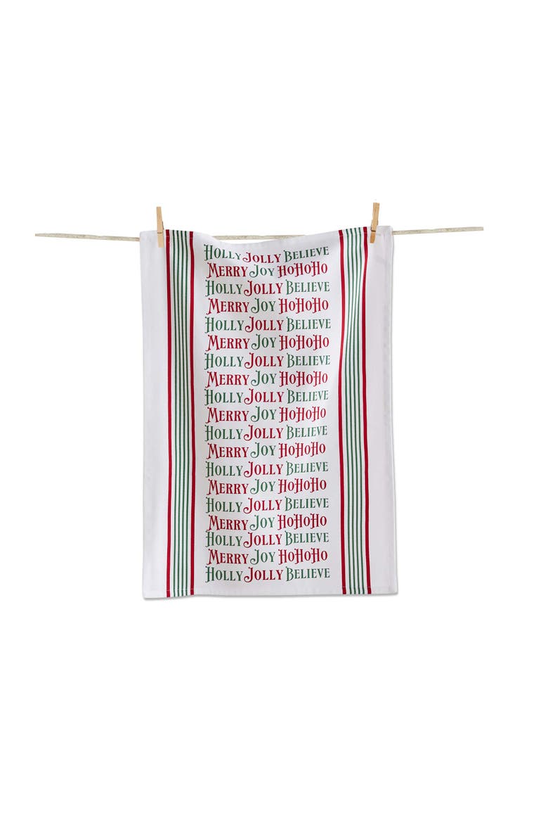 Holly Jolly Christmas Cotton Kitchen Dishtowel Set, Main, color, White
