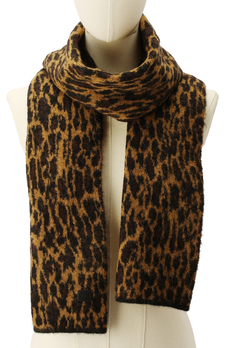 AllSaints Leopard Brushed Jacquard Knit Scarf, Alternate, color, 
