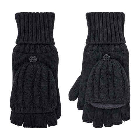 Women's Convertible Cable Knit Flip-top Mitten