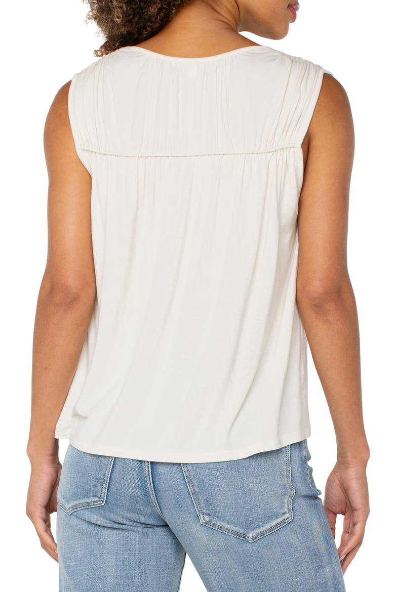 Shirred Sleeveless Knit Top, Alternate, color, WHIPPED CREAM