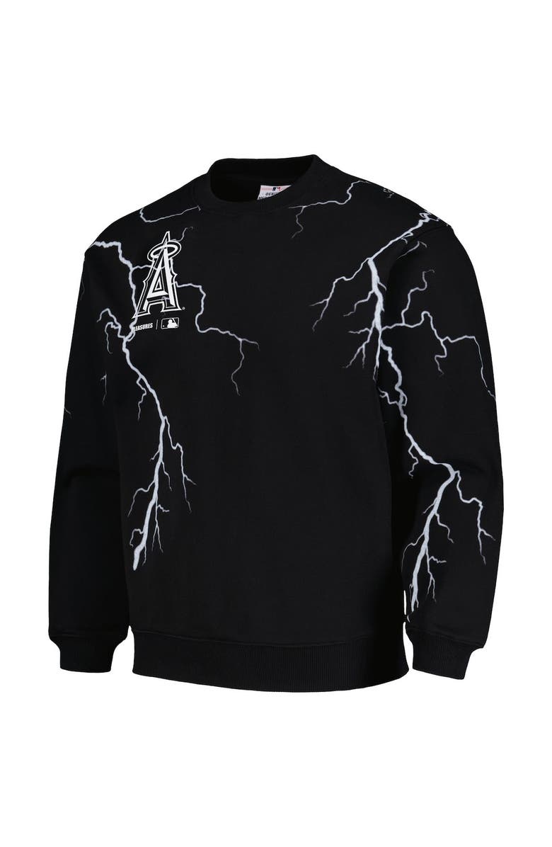 PLEASURES Men's PLEASURES  Black Los Angeles Angels Lightning Crewneck Pullover Sweatshirt, Alternate, color, 