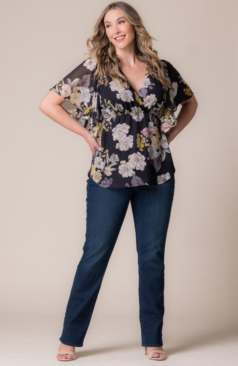 Kiyonna Seaside Serenade Top, Alternate, color, Midnight Peony Print