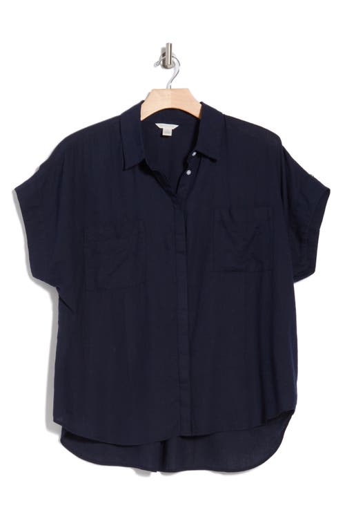 Caslon ® Double Pocket Linen Blend Camp Shirt