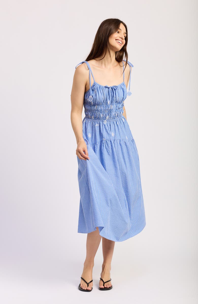 En Saison Amelie Embroidered Stripe Sundress, Alternate, color, Blue White