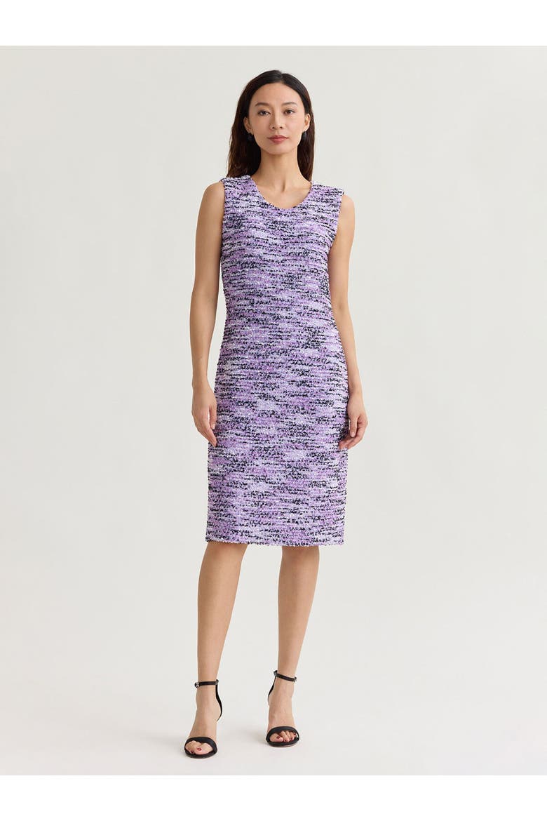Sleeveless Eyelash Ribbon Knit Sheath Dress, Main, color, Hushed Lavender