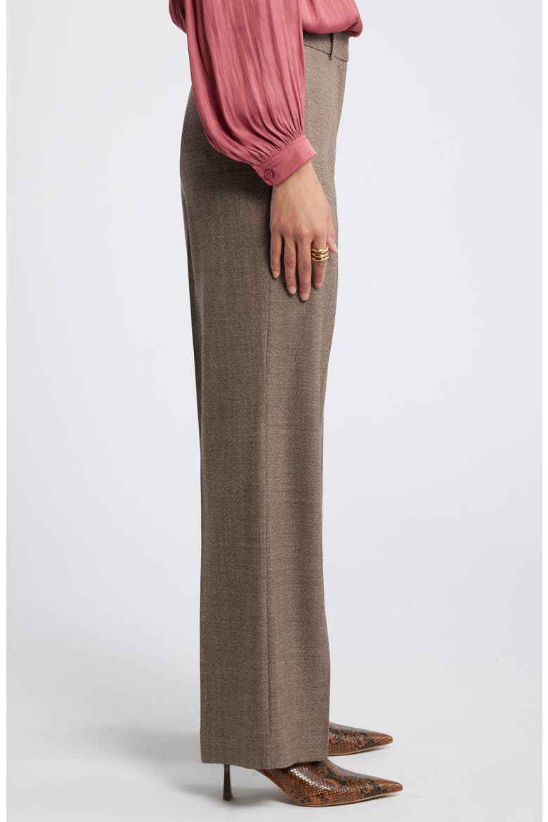 Textured Straight Leg Trousers, Alternate, color, BROWN MELANGE