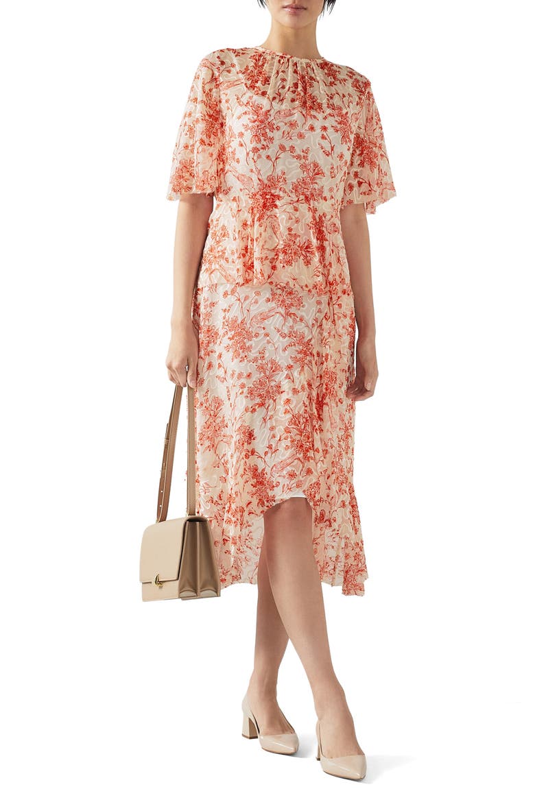 Thea Toile A-Line Dress, Main, color, IVORY/ RED