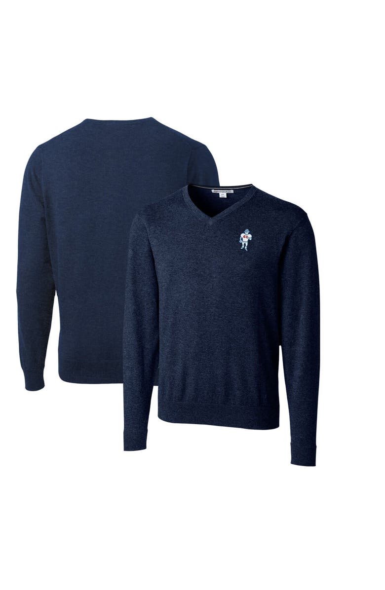 Cutter & Buck Men's Cutter & Buck Navy Houston Oilers Throwback Logo Lakemont Tri-Blend Big & Tall V-Neck Pullover Sweater, Main, color,