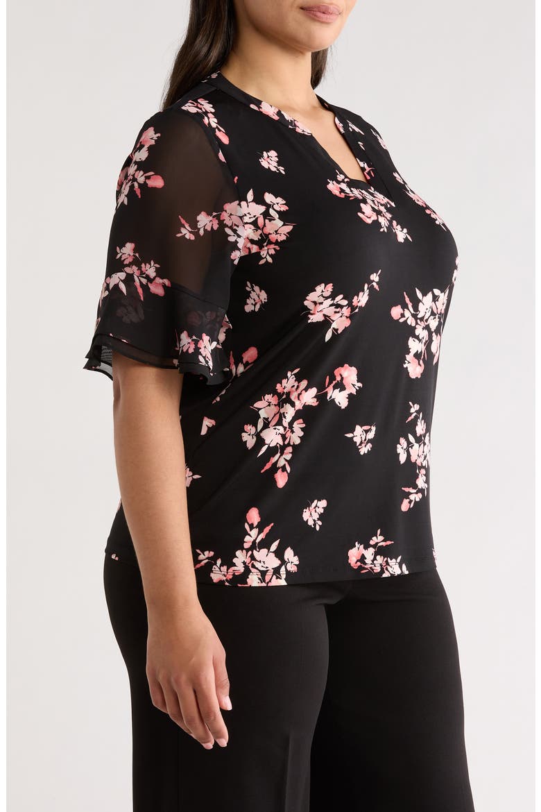 Ruffle Sleeve Top, Alternate, color, ANNE BLACK MULTI