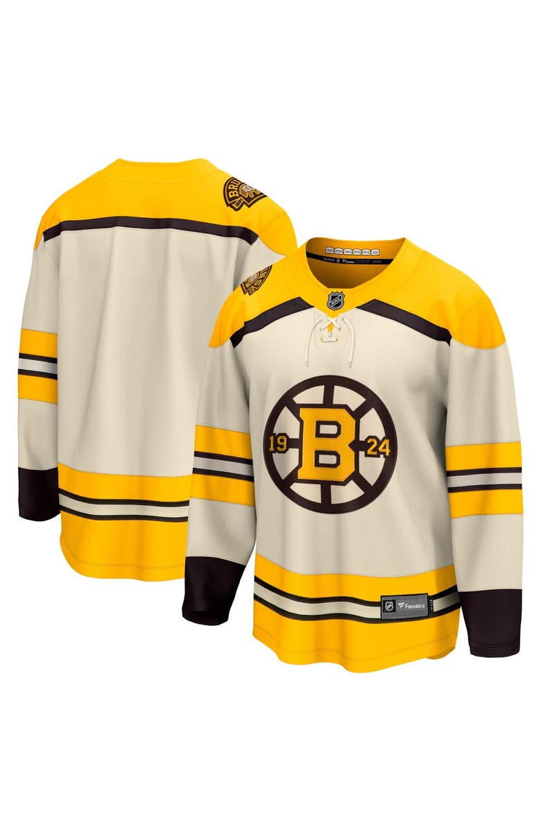 FANATICS Men's Fanatics Branded  Cream Boston Bruins 100th Anniversary Premier Breakaway Jersey, Main, color, 