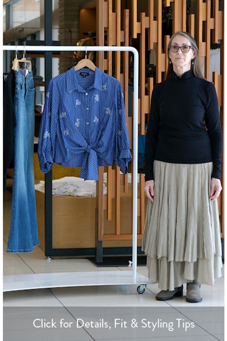 Tie Front Embellished Pinstripe Button-Up Shirt video