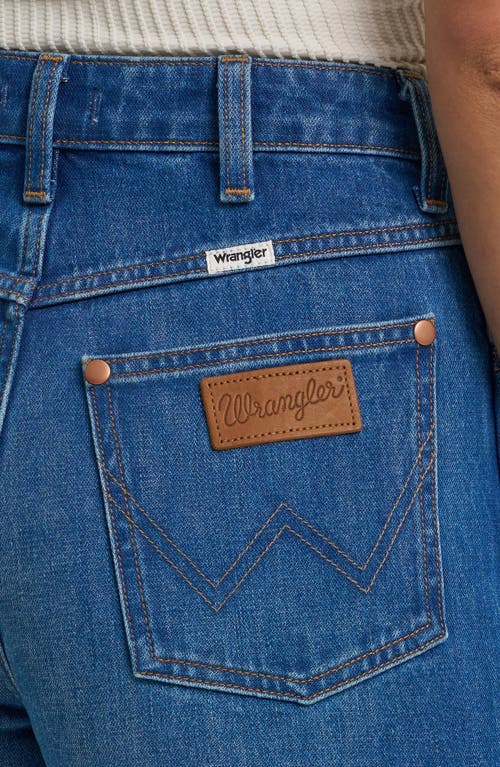 Wrangler High Waist Cuffed Wide Leg Jeans In Blue
