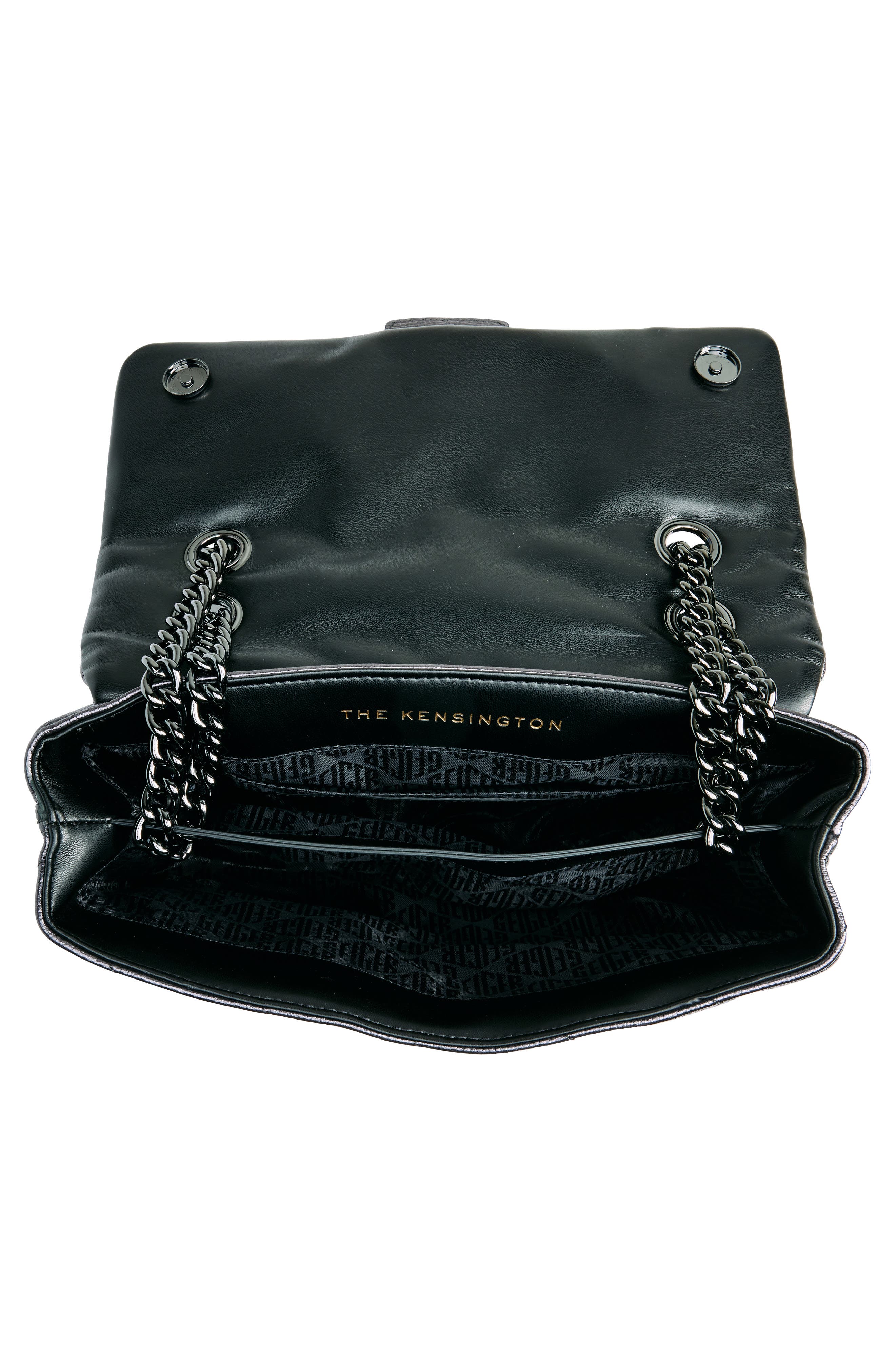 Kurt Geiger London Metallic Leather Soho Shoulder Bag, Alternate, color, Silver