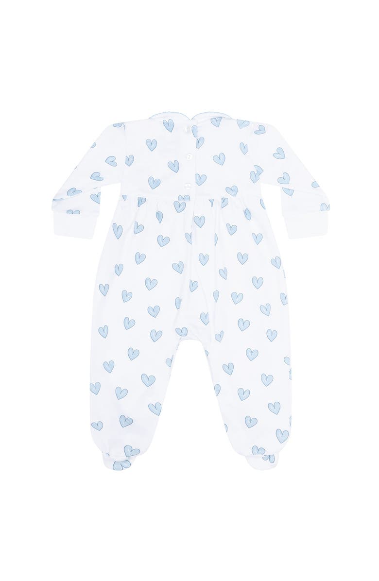 Nellapima Blue Heart Print Smocked Footie - Baby, Alternate, color, Blue