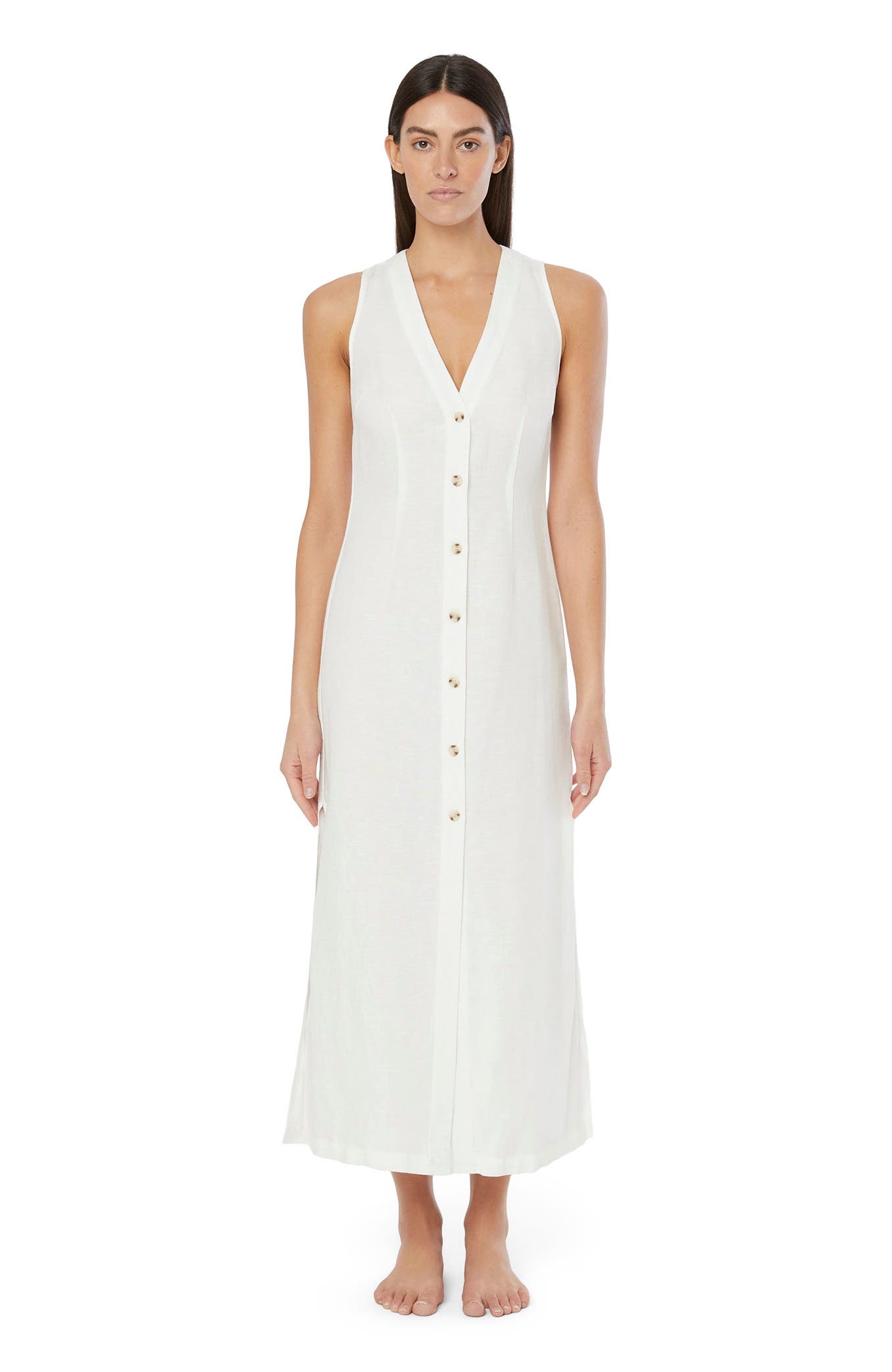 onia linen maxi dress Stretch Linen Button Down Maxi Dress