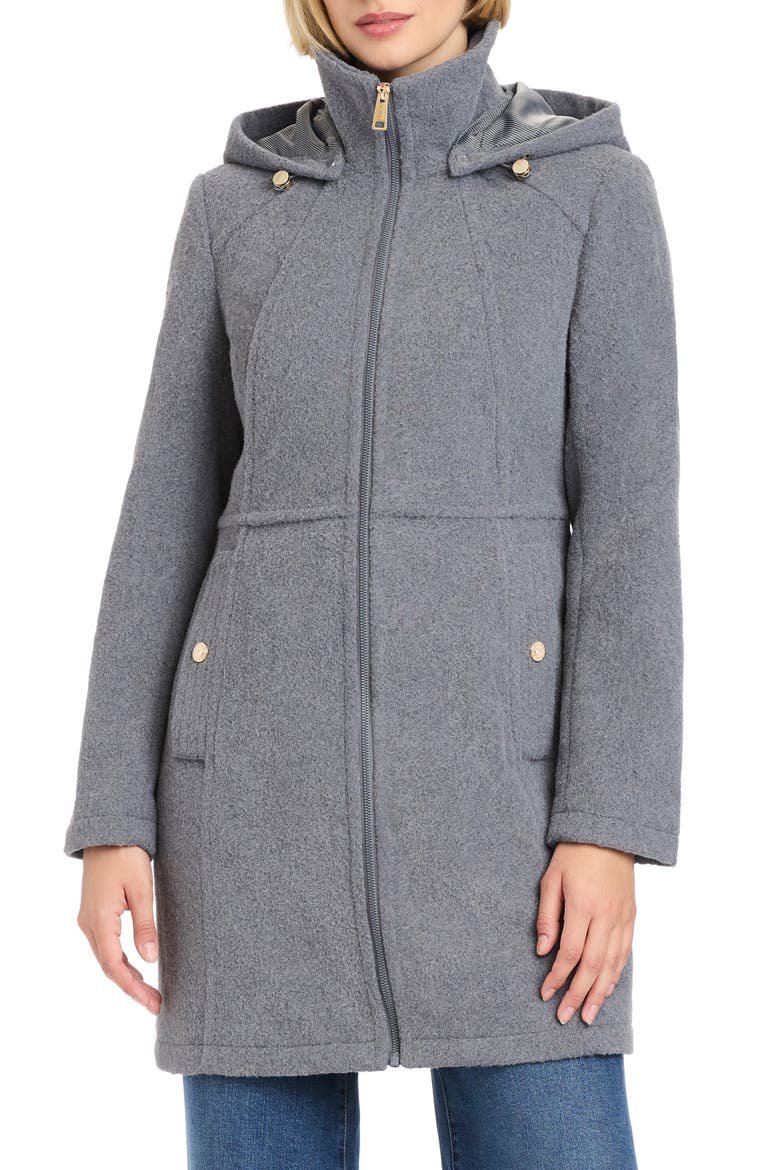 Walking Coat with Removable Hood, Main, color, HEATHER GRAY