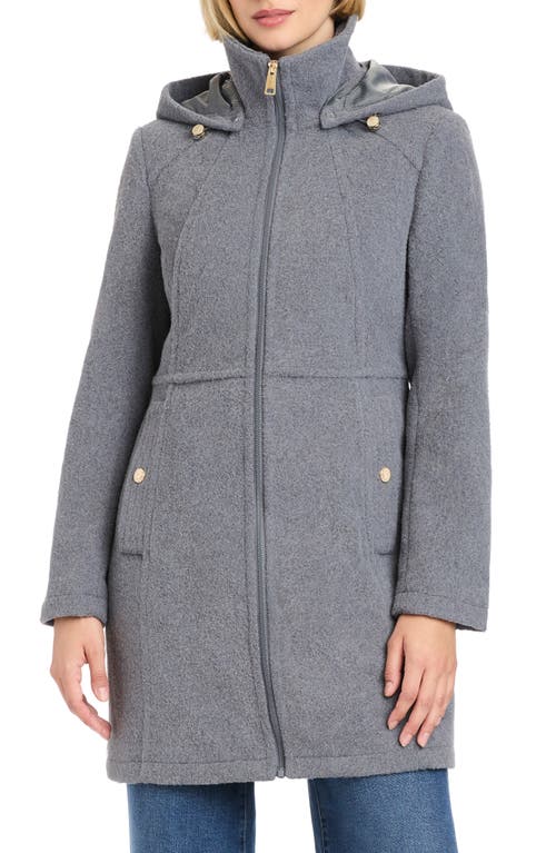 Vince Camuto Walking Coat With Removable Hood In Gray