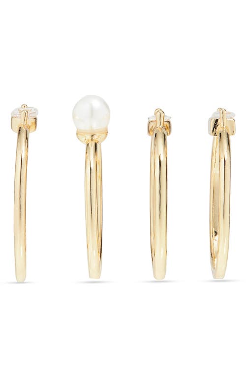 Nordstrom Rack Four-piece Cz & Faux Pearl Ring Set In Multi