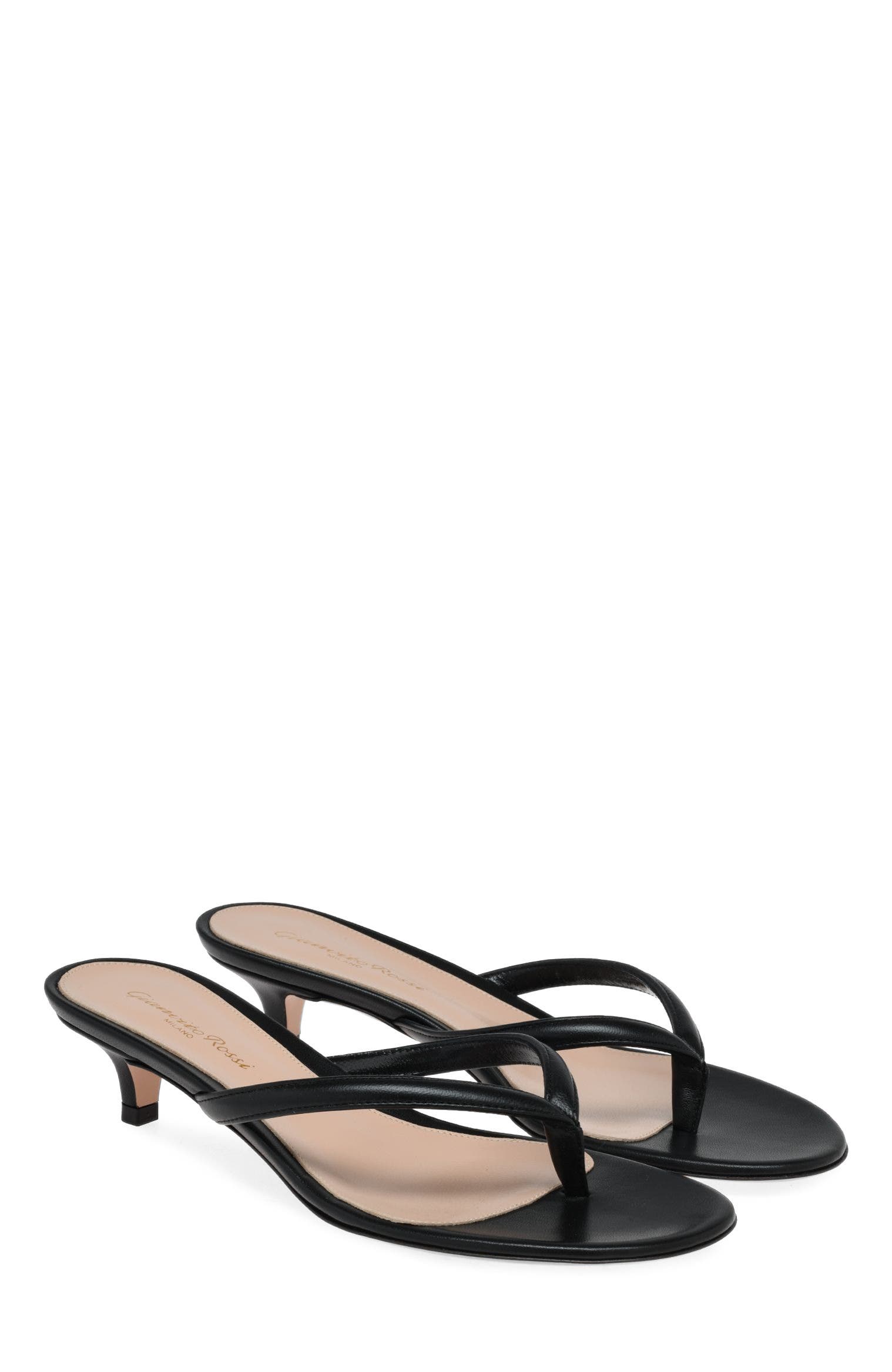 Gianvito Rossi Calypso Thong, Alternate, color, Black Lamb Leather