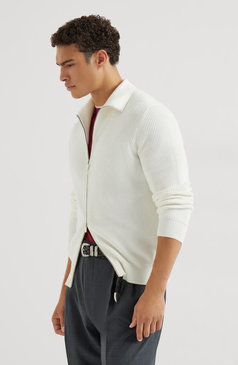 Brunello Cucinelli Half English Rib knit cardigan, Alternate, color, Panama